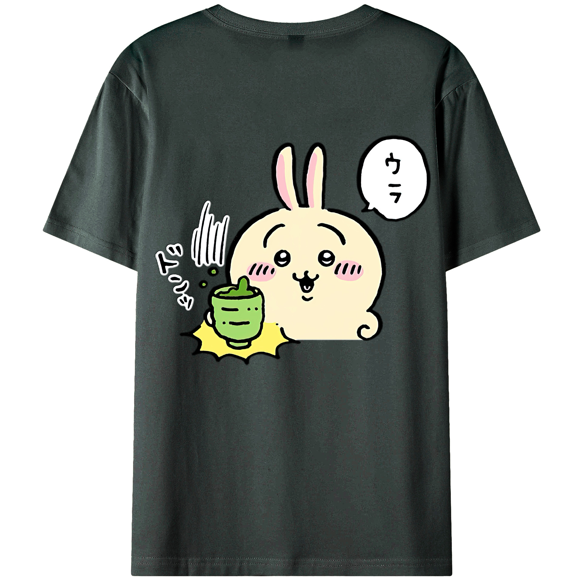 （画像用） ちいかわ うさぎ Chii-kawa usagi 綿100％ メンズ半袖Tシャツ（バックプリント） 通気性